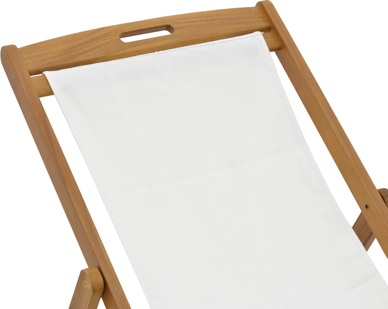 Shezlong Franclow dru akacie natyrale-pëlhurë pvc e bardhë