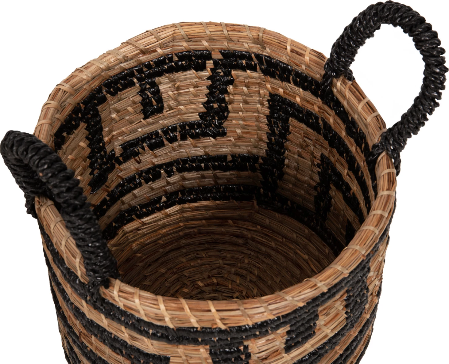 Set dekorativ me 2 shporta, bari Mendong, ngjyrë natyrale-e zezë, FH7846.02, Φ36x32-40H cm