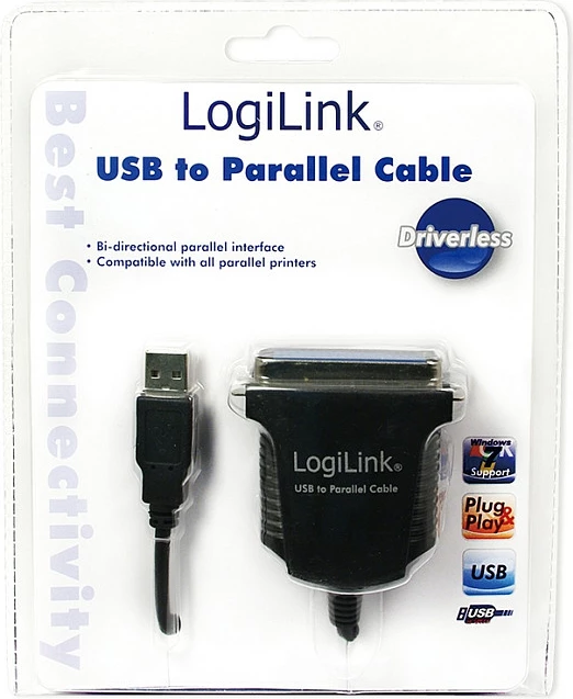Kabllo LogiLink AU0003C, USB 2.0 A në Paralel IEEE1284, 1.5 m, e zezë