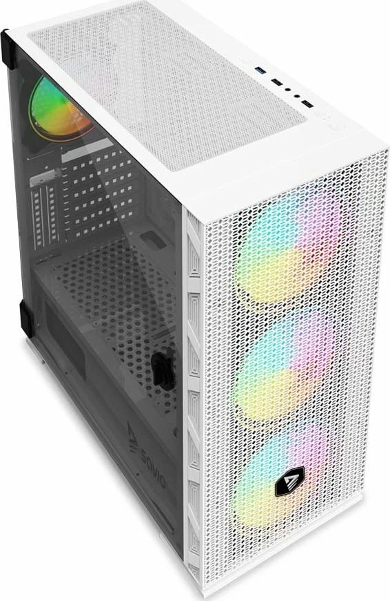 Kasë Savio Raptor X1 SAVGC-RAPTORWHITEX1, midi tower ATX/e-ATX, 4x120mm ARGB fan, xham i temperuar, e bardhë