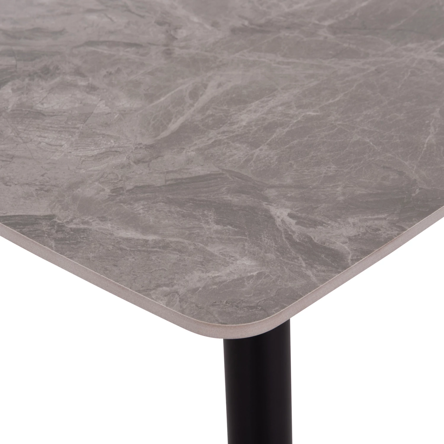 Tavolinë ngrënieje RAVEN, sipërfaqe qeramike, pamje mermeri gri, 160x80x74cm