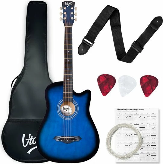 Kitarë akustike V-Tone AG ONE BB 4/4, set me çantë, rrip, plectra dhe tela rezervë, blueburst