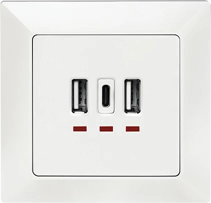 Prizë muri nën suva LogiLink, 2x USB-A, 1x USB-C, e bardhë