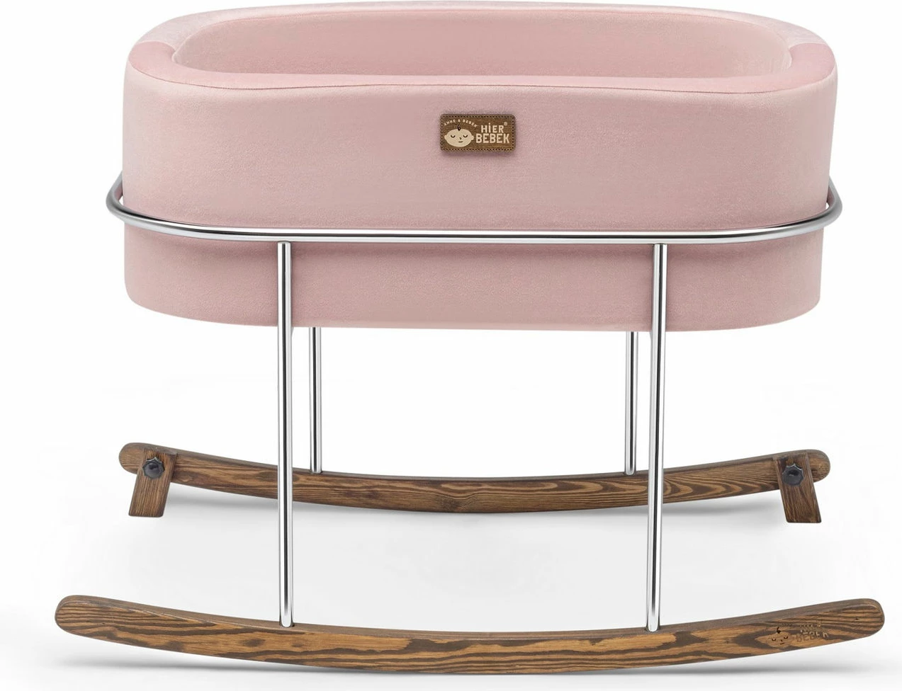 Djep për fëmijë, ngjyrë rozë, metal krom, Skye Decor