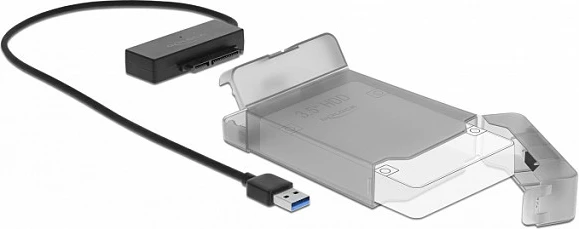 Adapter USB-A në SATA DeLOCK 64086, 6 Gbit/s, transparent