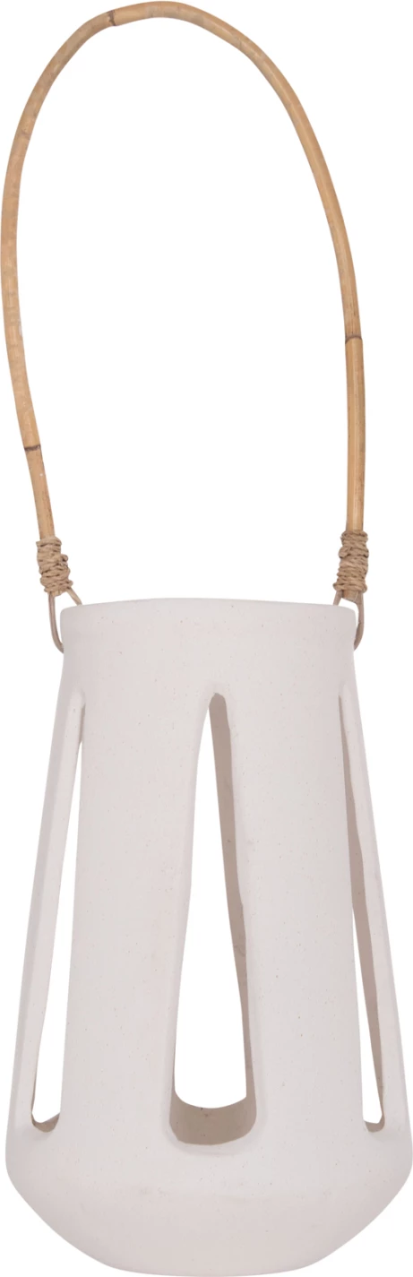 Llambë dekorative tavoline, fibër-cement e bardhë, dorezë ratan, ERANTYL FH4696.02L, 17x27cm