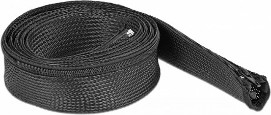 Sleevë e gërshetuar për kabllo DeLOCK, 2 m, 50 mm, me zinxhir, rezistente nxehtësie, e zezë