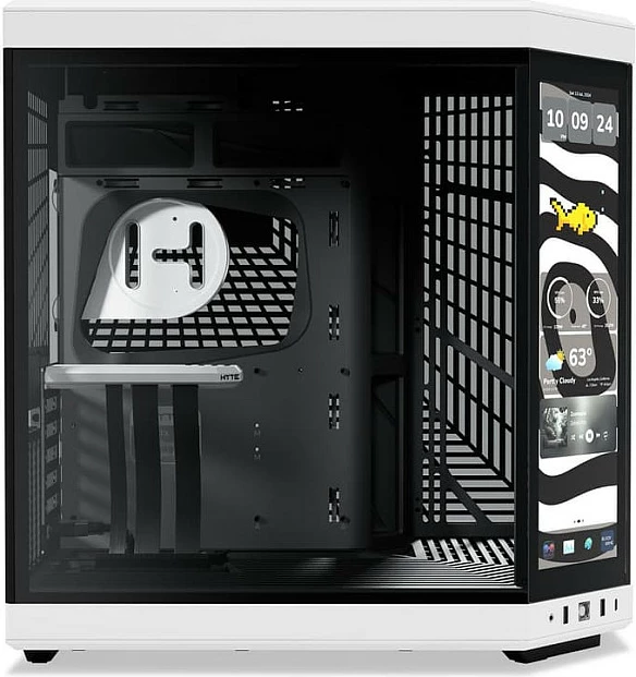 Kasë Gaming HYTE Y70 Touch Infinite Panda, ATX Midi Tower, ekran touch LCD, bardhë/zi