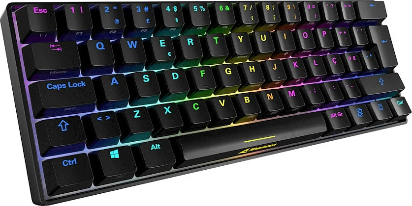 Tastierë mekanike SHARKOON SKILLER SGK50 S4, Kailh Red, 60%, RGB, PT-Layout, e zezë