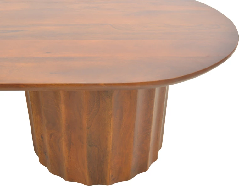 Tavolinë kafeje Flute, dru mango i fortë, ngjyrë arre, 130x65x40cm