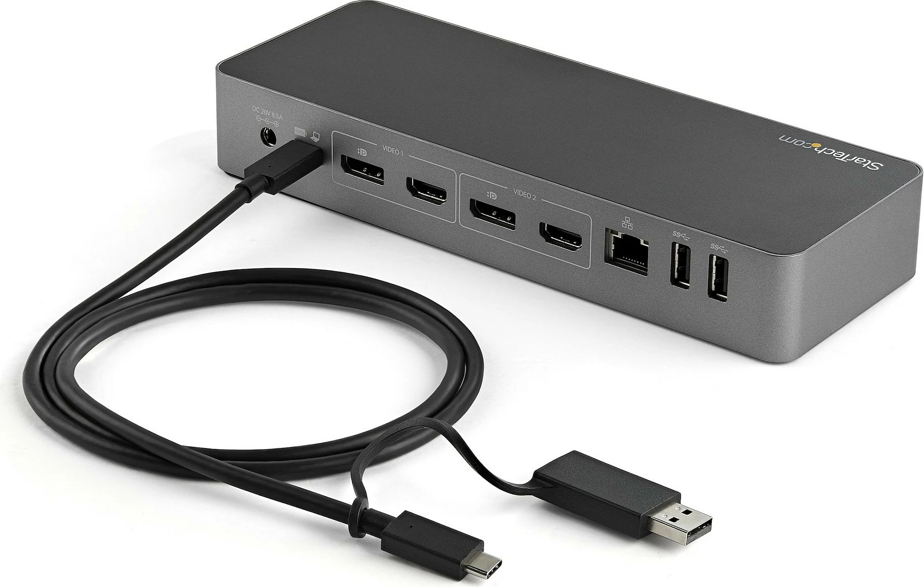 Kabllo StarTech USB-C në USB-C 1m, 10Gbps, PD 100W, me adapter USB-A, e zezë