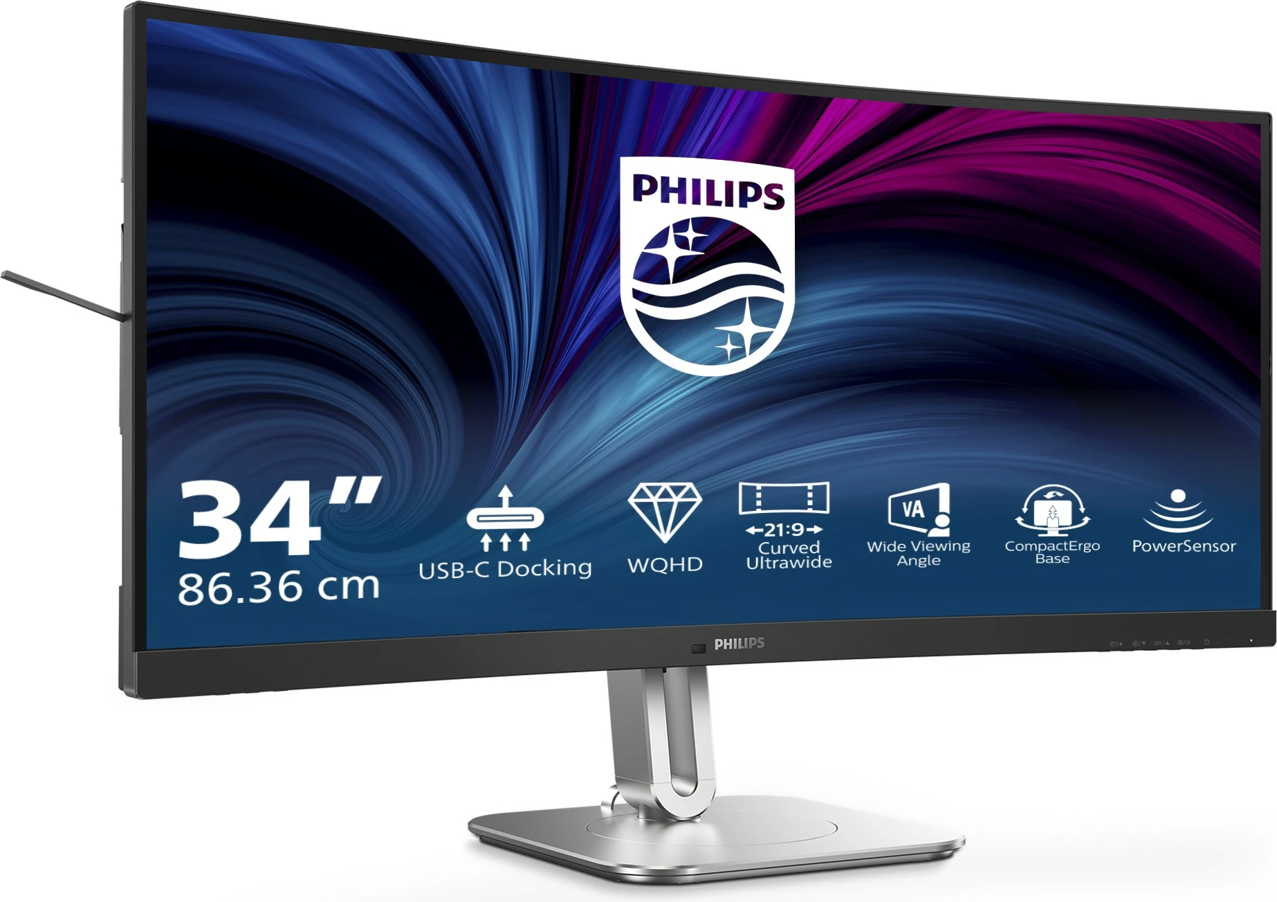 Monitor Philips 34B2U5600C/00, 34 inç, Dual QHD, LCD, USB-C, Gri