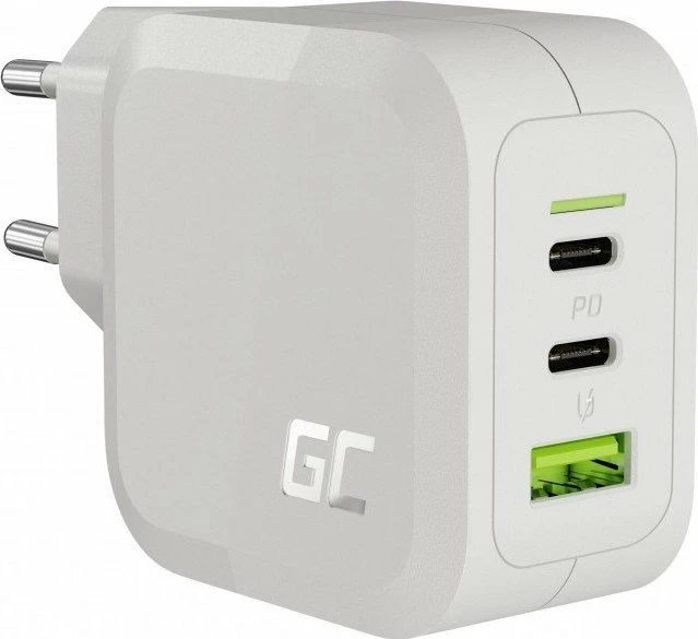 Karikues GaN Green Cell PowerGaN CHARGC08W 65W 2x USB-C + 1x USB-A 3.25A i bardhë