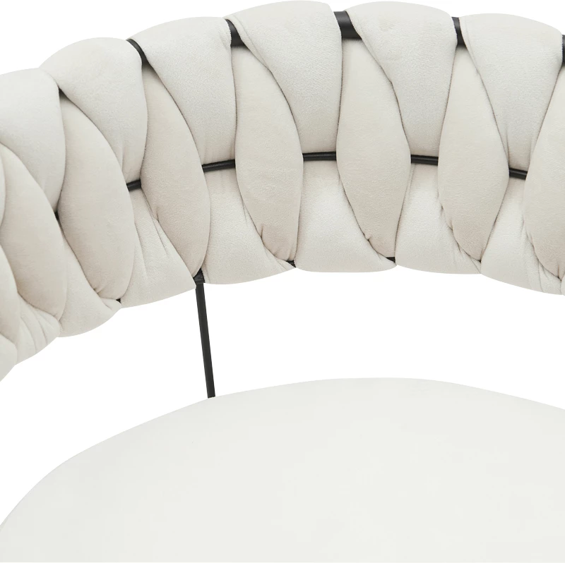 Karrige Alkia në kadife bezhë me këmbë metali të zezë 60x57x68cm