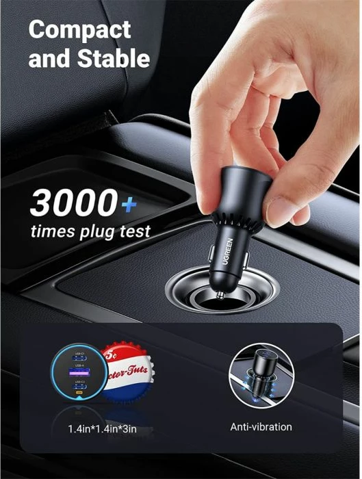 Karikues makine UGREEN 55511 130W 3-port (2x USB-C + USB-A), me kabllo USB-C 1m 100W, i zi