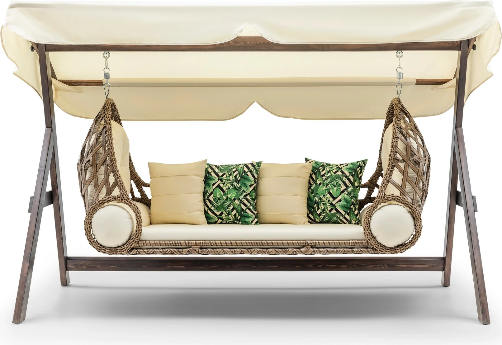 Karrige lëkundëse treshe për kopsht, ngjyrë krem, Skye Decor, Saltanat