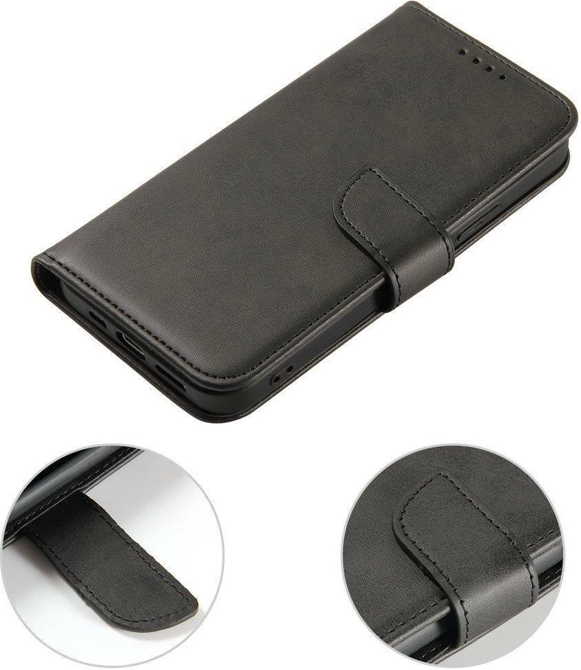 Mbështjellës Hurtel Magnet Case për Honor Magic4 Pro, me kapak, funksion qëndrimi, i zi