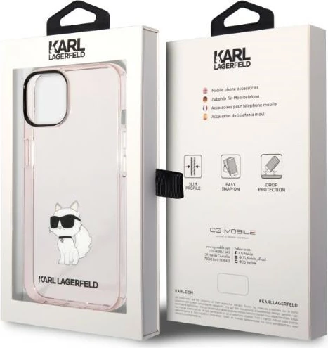 Mbështjellës Karl Lagerfeld KLHCP14MHNCHTCP për iPhone 14 Plus 6.7", Choupette, Rozë