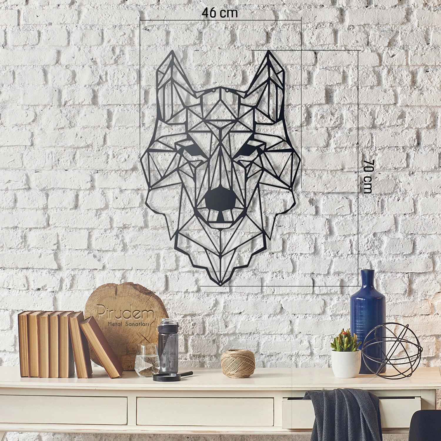 Aksesor dekorativ metalik për mur, Wallity, Kurt, ngjyrë e zezë, 46x70cm