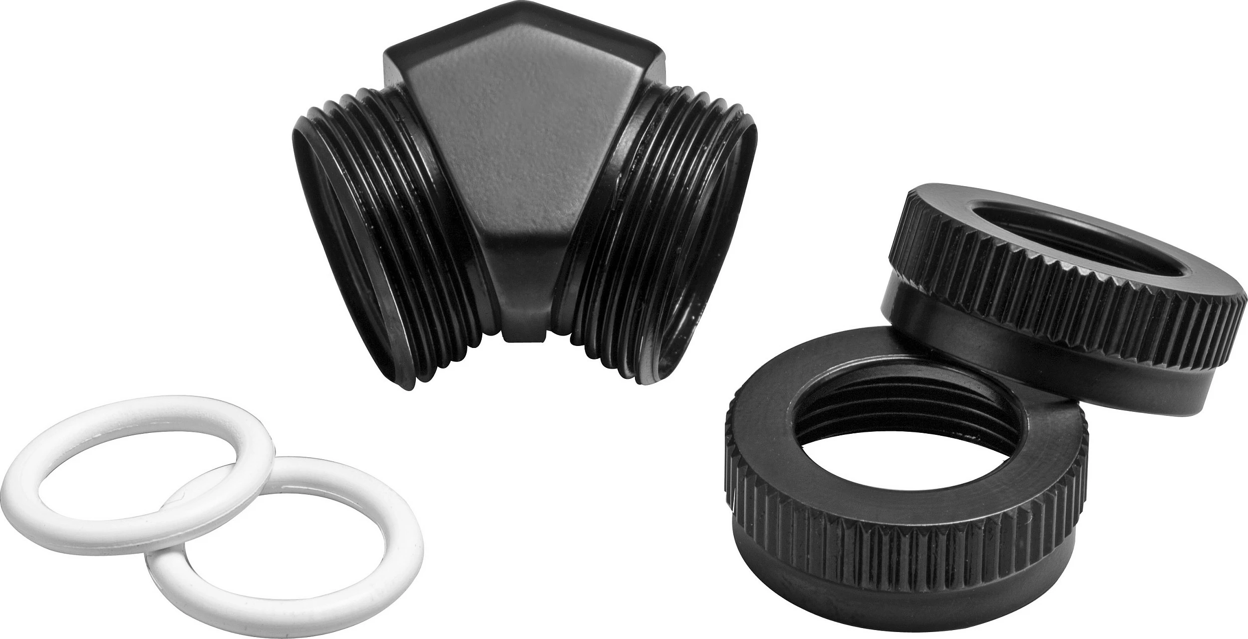 Adapter hardtube Phanteks Glacier 45°, 12mm OD në 12mm OD, i zi