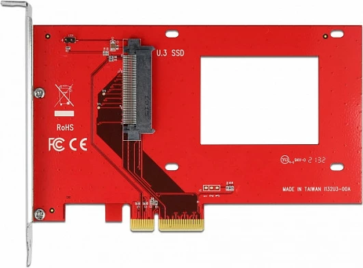 Kartelë PCIe DeLOCK, PCI Express x4 në 1x U.3 internal, NVMe, e kuqe/argjendtë