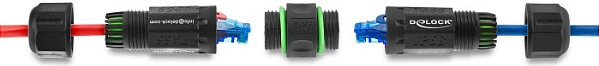 Konektor kablli rrjeti DeLOCK RJ45-RJ45 Cat.6, IP68, M16, i zi