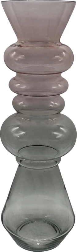 Vazo dekorative prej qelqi, rozë dhe e gjelbër, 14x14x46cm