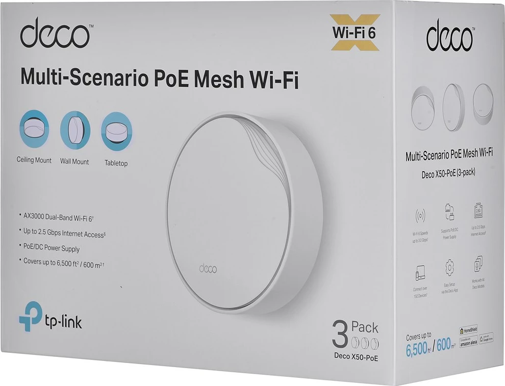 Mesh TP-LINK Deco X50-PoE, 3 copë, e bardhë