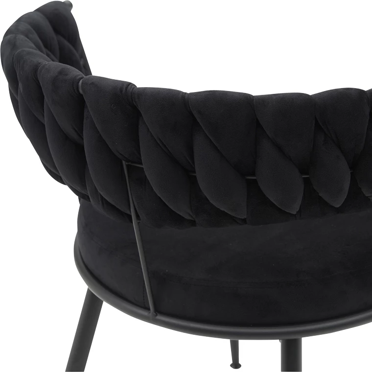 Karrige Alkia në kadife të zezë me këmbë metali të zezë 60x57x68cm