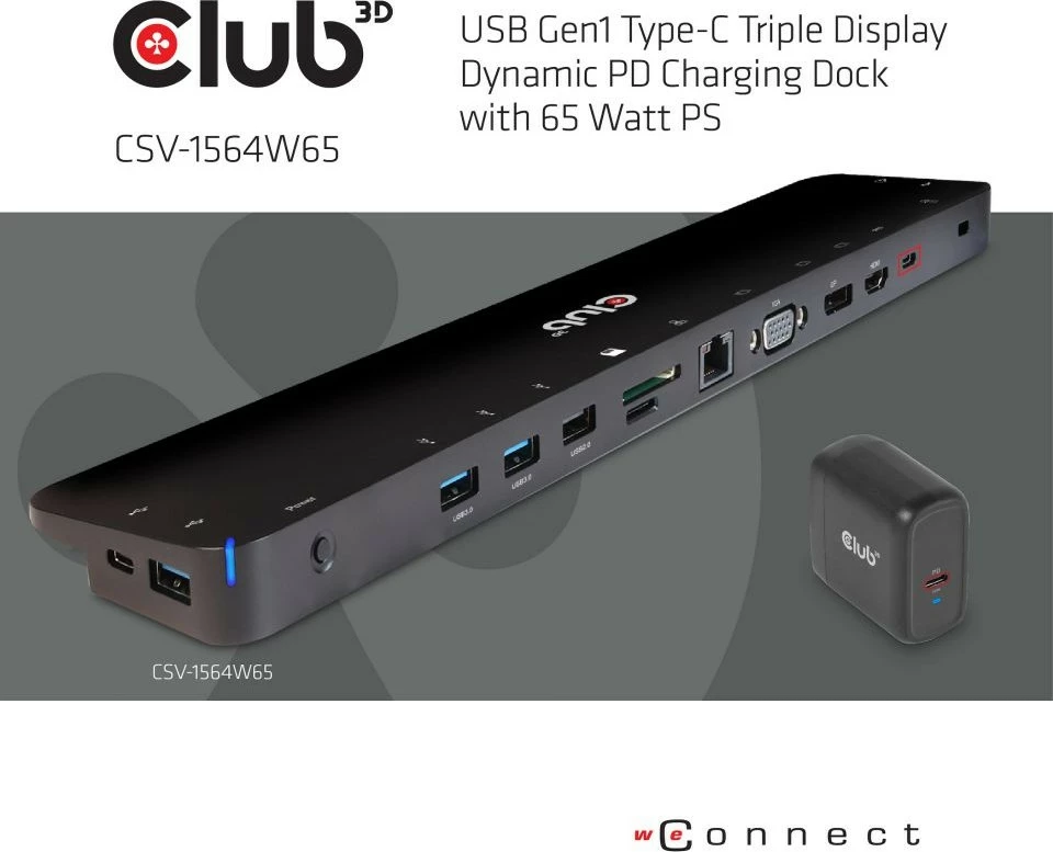 Doking stacion Club3D USB-C 3.2, 7xUSB/DP/HDMI/LAN/Audio, 65W, i zi