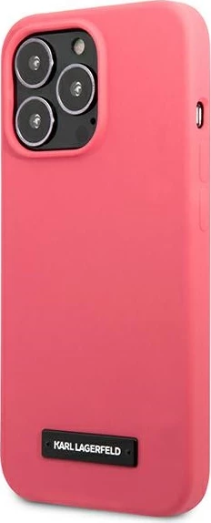 Mbështjellës Karl Lagerfeld KLHCP13XSLMP1PI për iPhone 13 Pro Max 6.7", silikon, fuksja