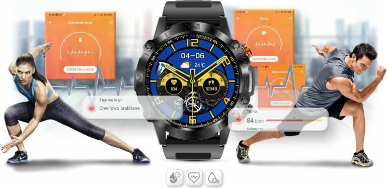 Smartwatch Gravity për meshkuj, e zezë