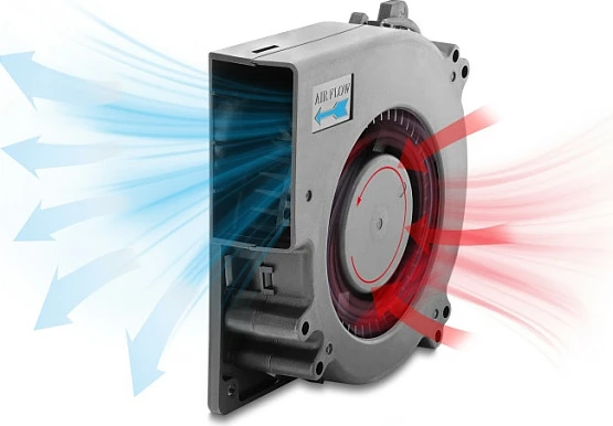 Ventilator ftohës radial DeLOCK 120x120x33 mm, 12V DC, 3-Pin, i zi