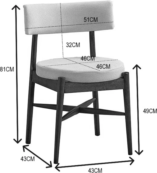 Karrige Raudi, dru kauçuku, ngjyrë arre-ecru, set prej 2 copë, 45.5x45.5x81cm