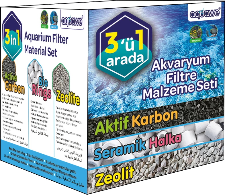 Aquawe – Set 3 në 1 i Materialeve të Filtrit për Akuarium