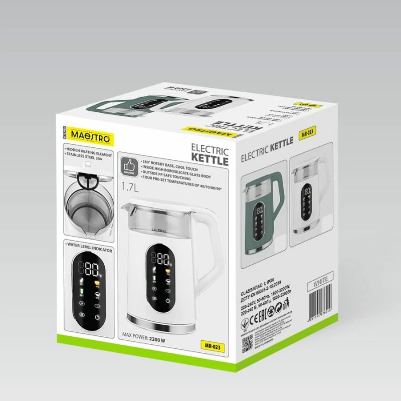 Çajnik elektrik MAESTRO MR-023, i bardhë 1.7L