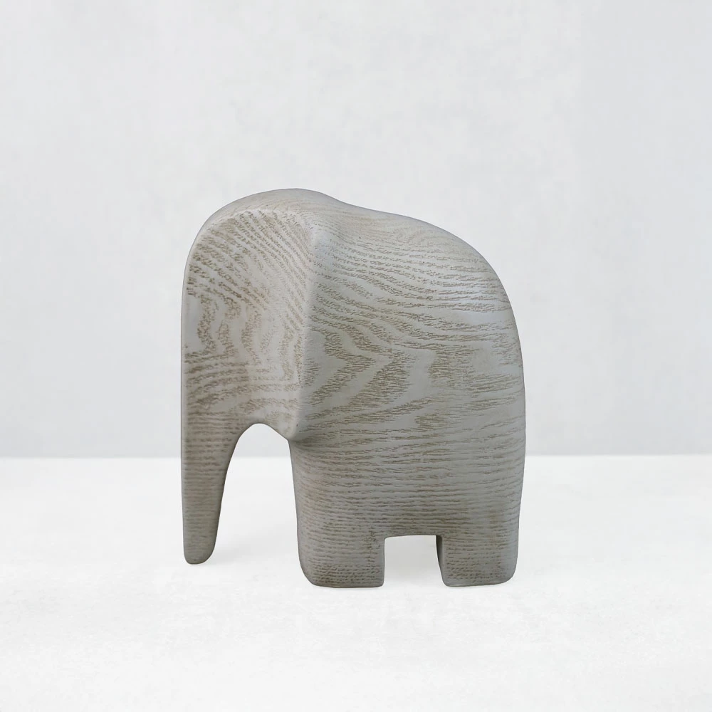 Dekor elefant ZAMBIA.2, polirezine, bezhë, 16.5x9x18cm