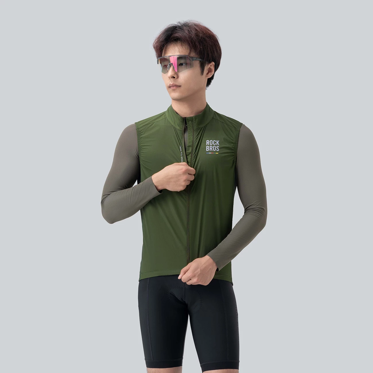 Jelek çiklizmi Rockbros TLMJ003-01 ROAD TO SKY, size L, i lehtë dhe i ajrosshëm, me 3 xhepa mbrapa, zinxhir YKK dy-drejtimësh, jeshile