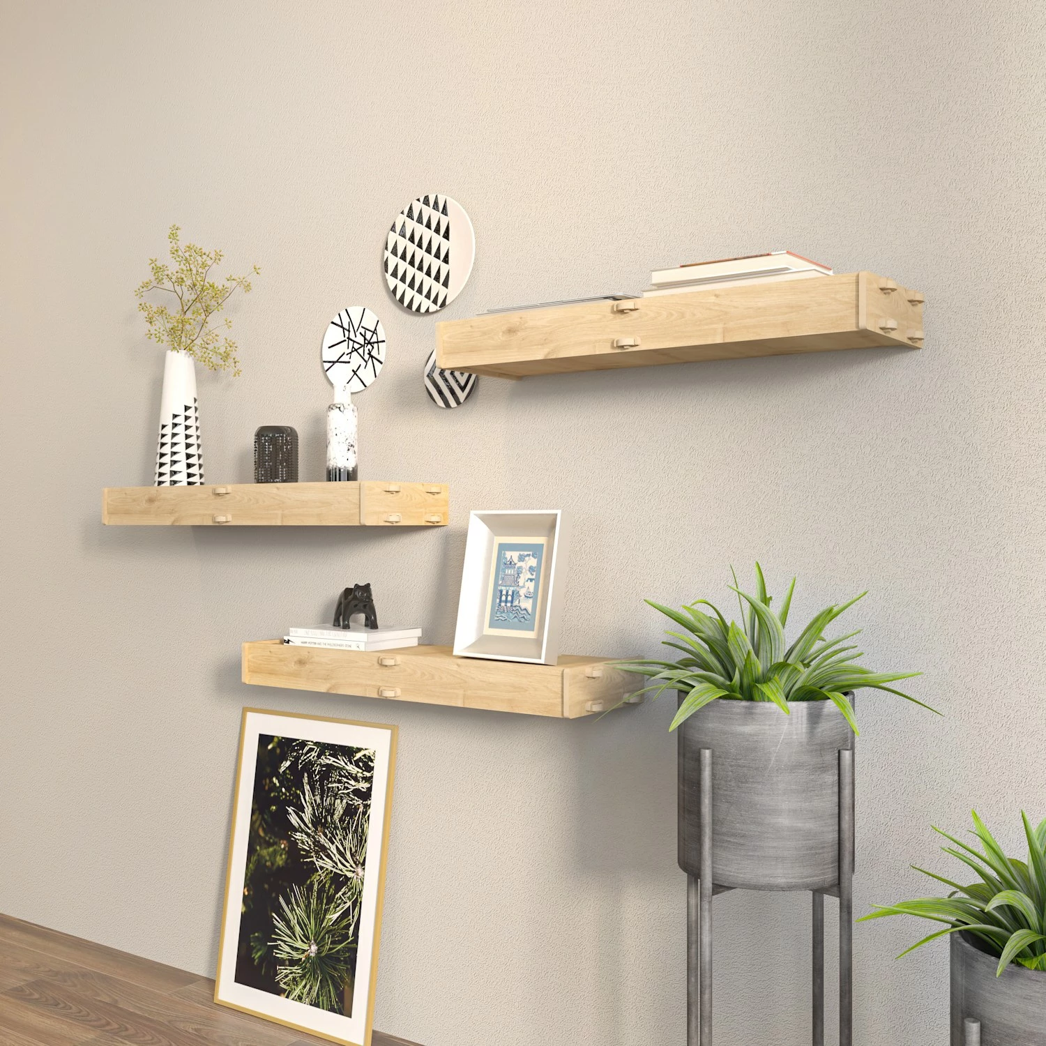Raft muri Skye Decor, ngjyrë lisi, Hiko