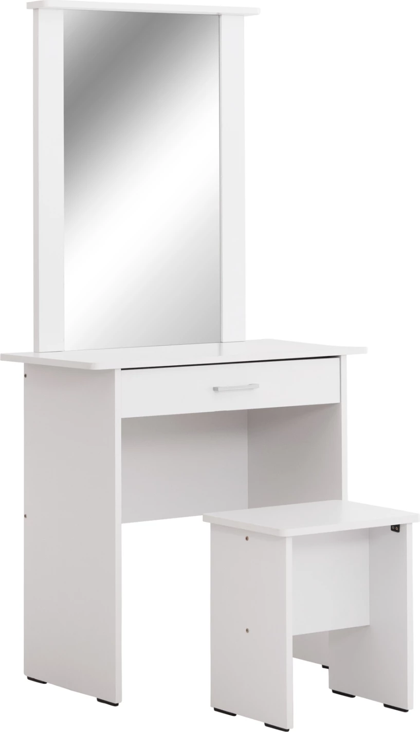 Set tavolinë grimi me pasqyrë dhe karrige CRYSTEL, 74x39x155H cm, e bardhë