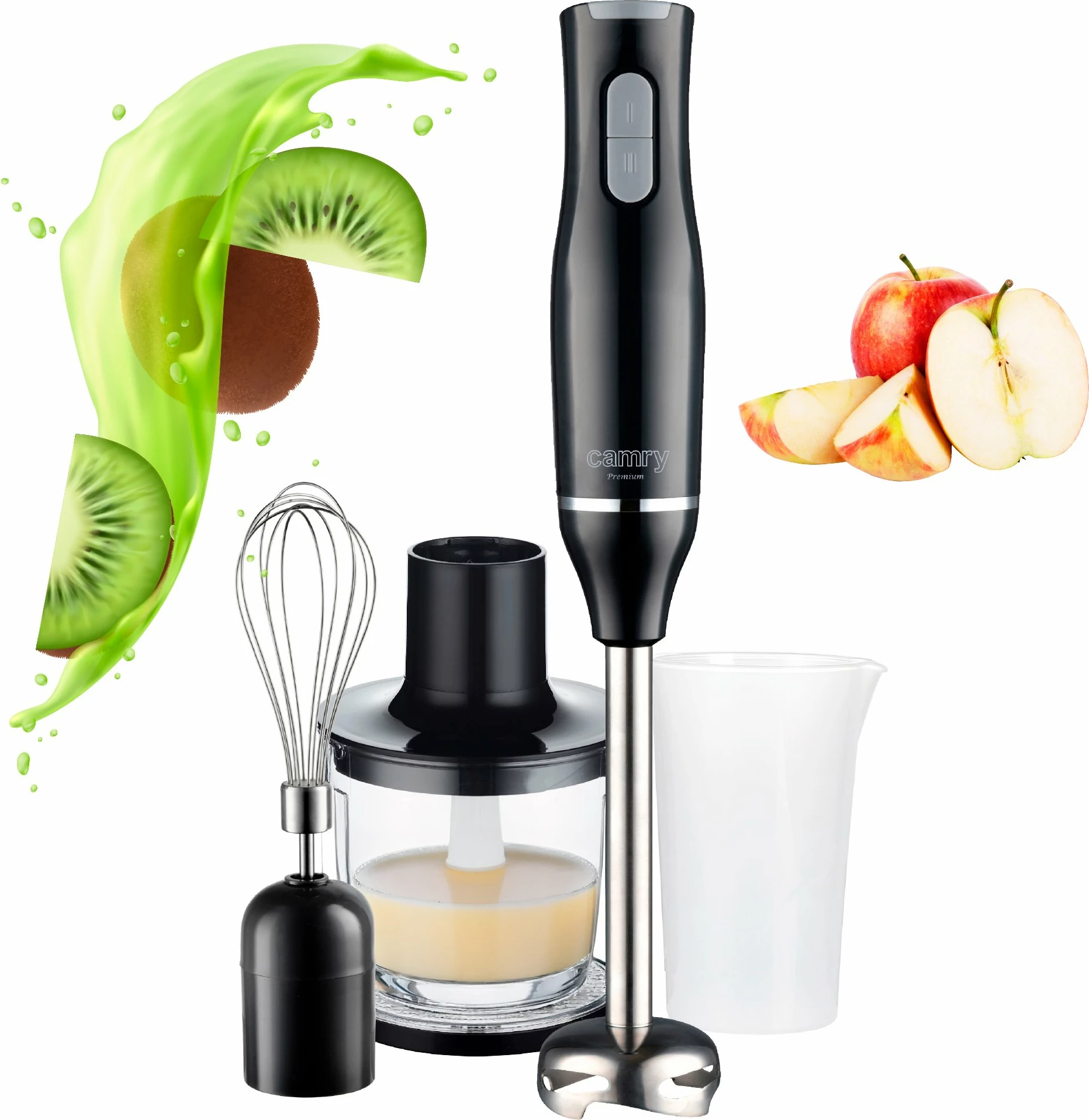 Blender dore Camry CR 4630, 800W, 2 shpejtësi, set me enë matëse 700 ml + grirës 500 ml + rrahëse, i zi