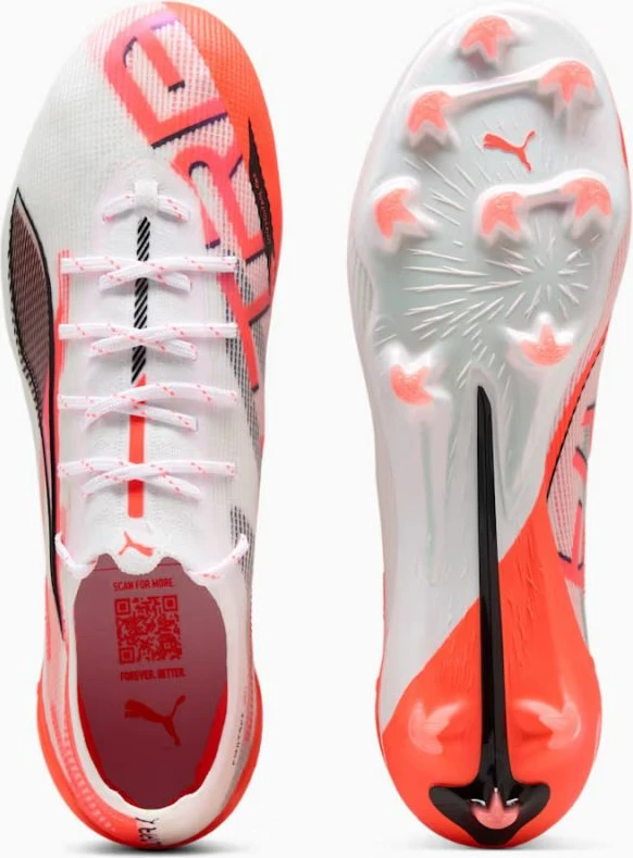 Atlete futbolli Puma për meshkuj, të bardha dhe portokalli