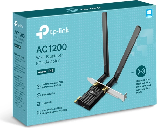 kartelë rrjeti PCIe Wi‑Fi + Bluetooth TP-LINK Archer T4E V3, AC1200, Dual-Band, 2 antena