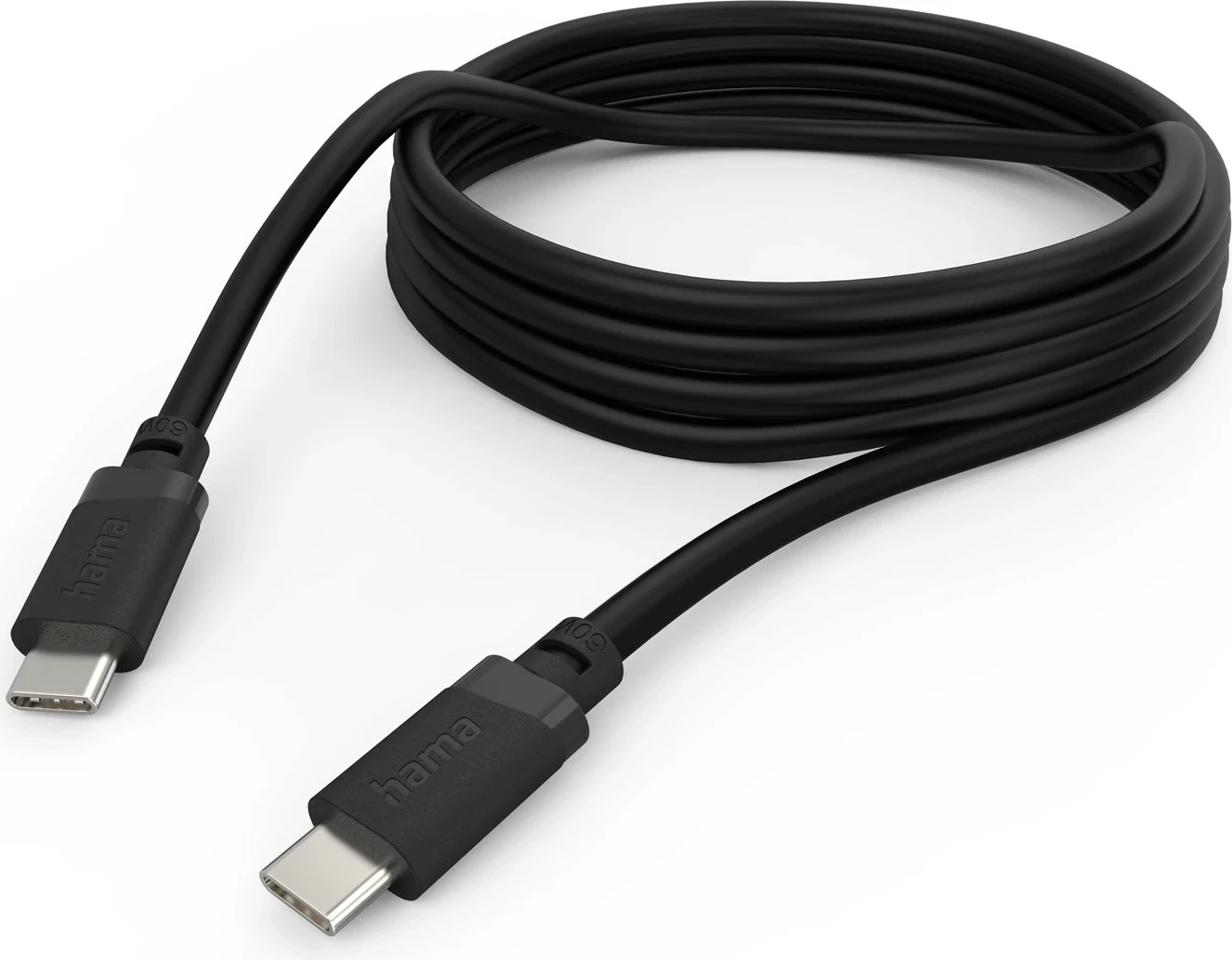 Kabllo karikimi Hama USB-C në USB-C, 3m, 60W PD, e zezë