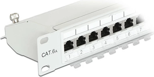 Patchpanel DeLOCK 19" 24-Port Cat6A, 1U, RJ-45, metal, gri