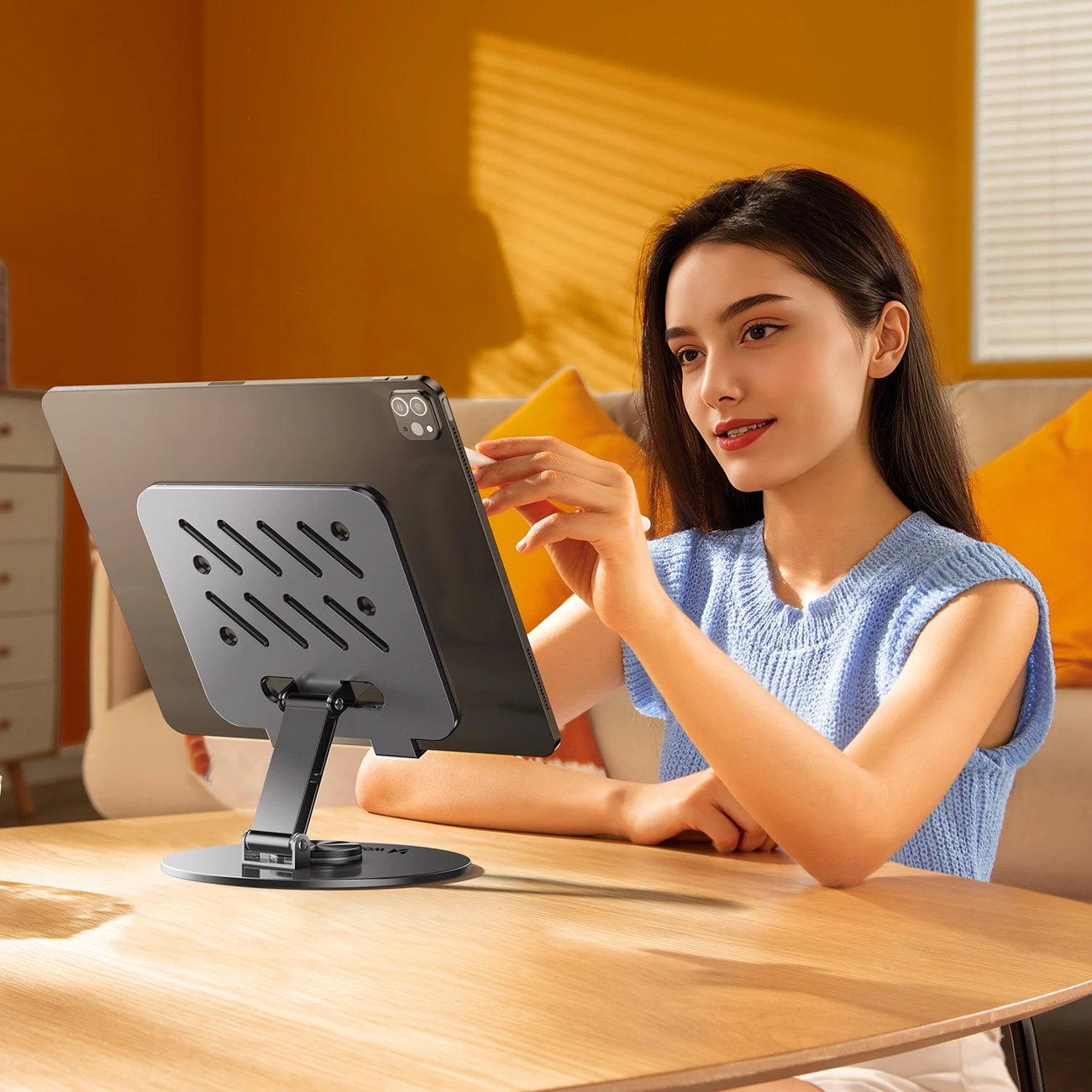 Mbajtëse tabletë Wozinsky WRS-DSY84SS, rrotullim 360°, alumini, gri