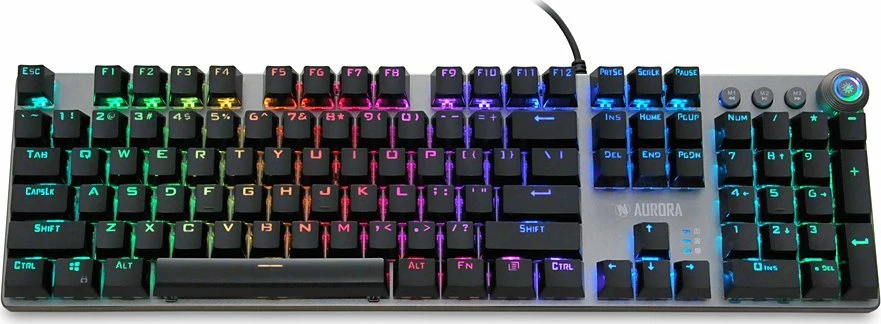 Tastierë mekanike gaming iBOX Aurora K-4 IKGMK4, RGB, KRGD Red Switch, full-size, me mbështetëse dore, argjend