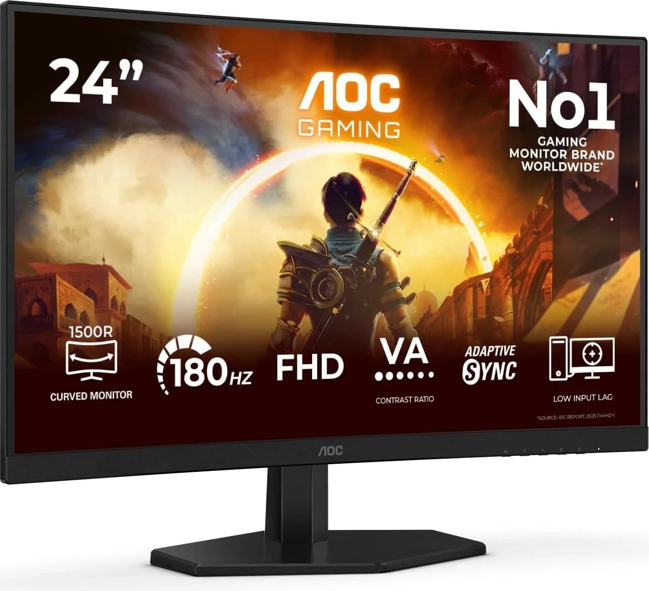 Monitor AOC C24G42FE, 24" Full HD, 180Hz, VA, i lakuar, Adaptive Sync, i zi