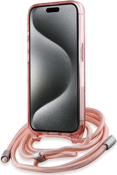 Mbështjellës Karl Lagerfeld IML Crossbody Monogram Karl & Choupette Head MagSafe për iPhone 15 Pro Max, Rozë