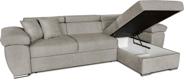 Divan qoshe me shtrat, i kthyeshëm, ngjyrë bezhë-kafe, Comy, 286x160x75-90cm